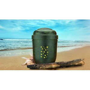 Biodegradable Cremation Ashes Funeral Urn / Casket - GREEN ROOT WOOD EFFECT with STARS
